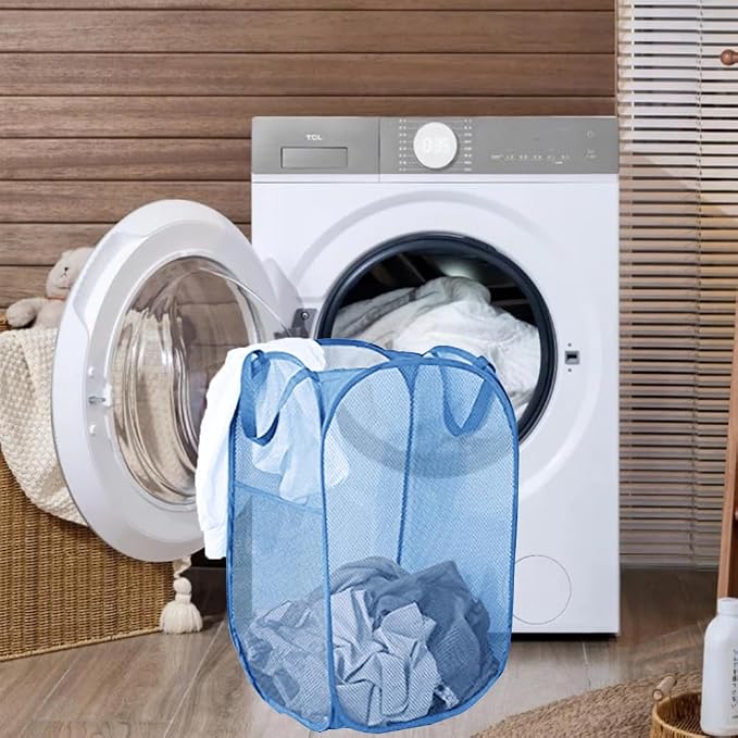 Mesh Pop Up Laundry Hamper, Collapsible Laundry Baskets, Foldable Dirty Clothes - Image 4
