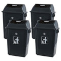 4-Pack Plastic Trash Can with Swing Lid, 15 Gallon Large Swing Top Garbage Can, Grey