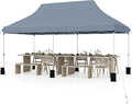 Tangkula 10x20 Ft Pop Up Canopy, Instant Setup Tent with 6 Sandbags, 12 Stakes & 6 Ropes, UPF 50+ Portable Outdoor Canopy Tent with Carrying Bag for Camp, Beach, Patio (Gray)