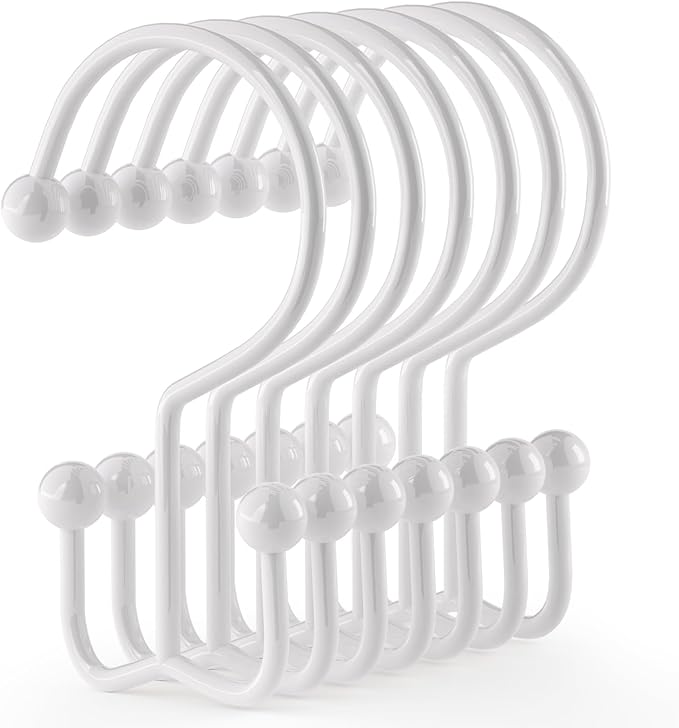 24 Pcs Shower Hooks & Rings, Durable Rust Proof Double Glide Rings, Simple Hooks by Goowin