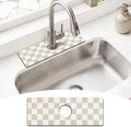 Light Brown White Checkered Kitchen Sink Splash Guard Faucet Mat, Faucet by puwbnhj