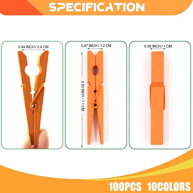 100 Pcs Orange Clothes pins - Image 6