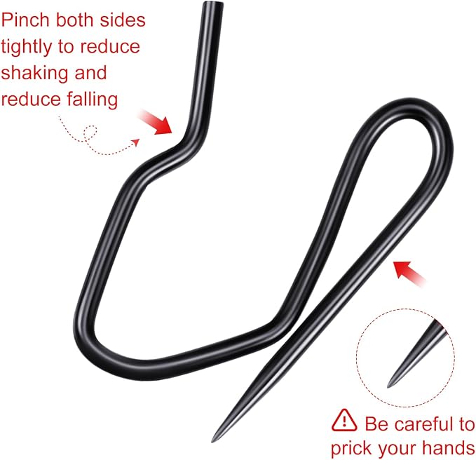 Outus 58 Pack Metal Curtain Hooks Pin On Drapery Hooks 1.2 x 1 Inch - Image 2