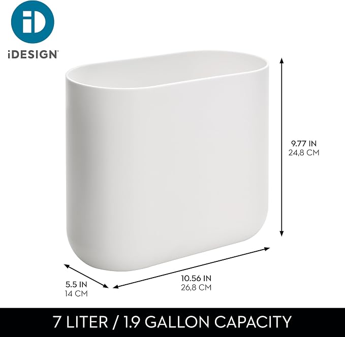 iDesign Small Slim Plastic Bathroom Trash Can - Image 4