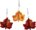 Red Plant Leaf Shower Curtain Hooks, Eucalyptus Bathroom Decor, Metal Rustproof by Gibelle