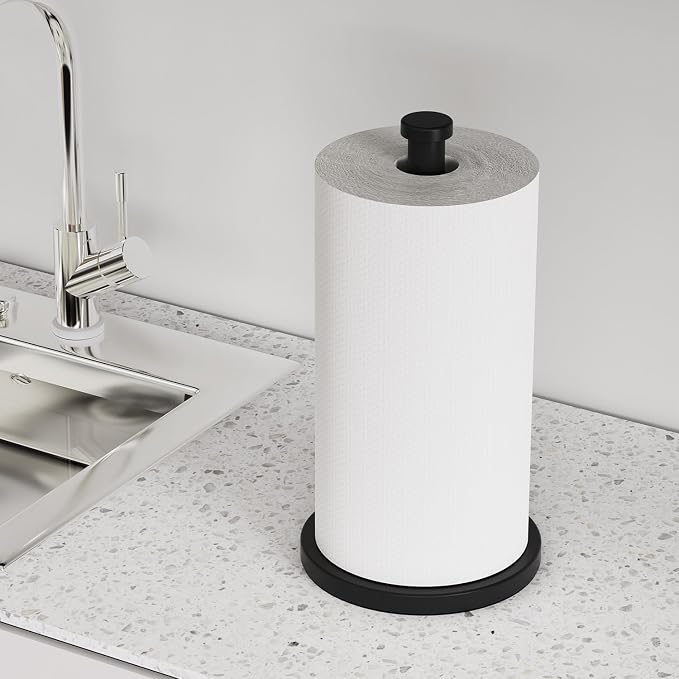 VEHHE Black Paper Towel Holder Countertop, EVA Weighted Non-Slip Base - Image 7