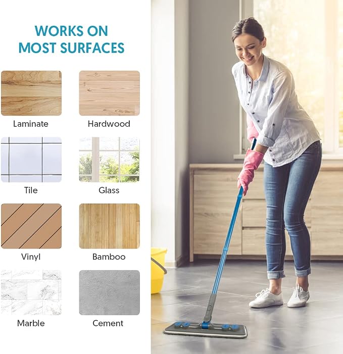 Microfibre Floor Mop for Cleaning Floors, Flat Mop for Laminate Wooden Vinyl - Image 5
