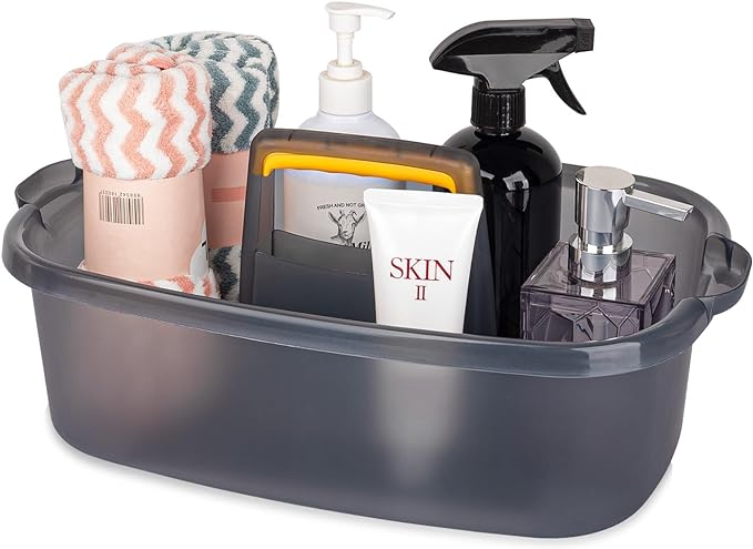 Large Cleaning Supplies Caddy Portable Shower Caddy Basket Clear Grey by JiatuA