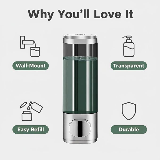 10oz/300ml Single Manual Wall Mounted Soap Dispenser - Image 2