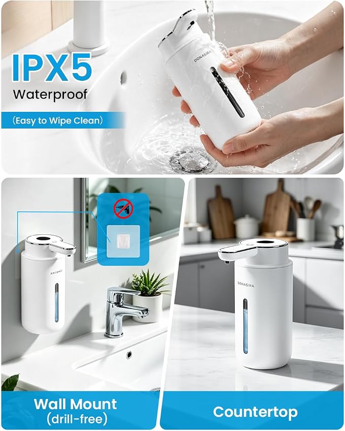 Touchless Automatic Liquid Soap Dispenser, Rechargeable White | Clog-Free Pump - Image 7