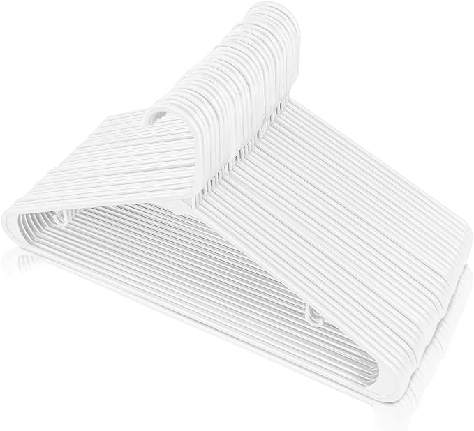 Utopia Home Plastic Hangers 200 Pack – Built-in Strap Hooks White | Space - Image 5