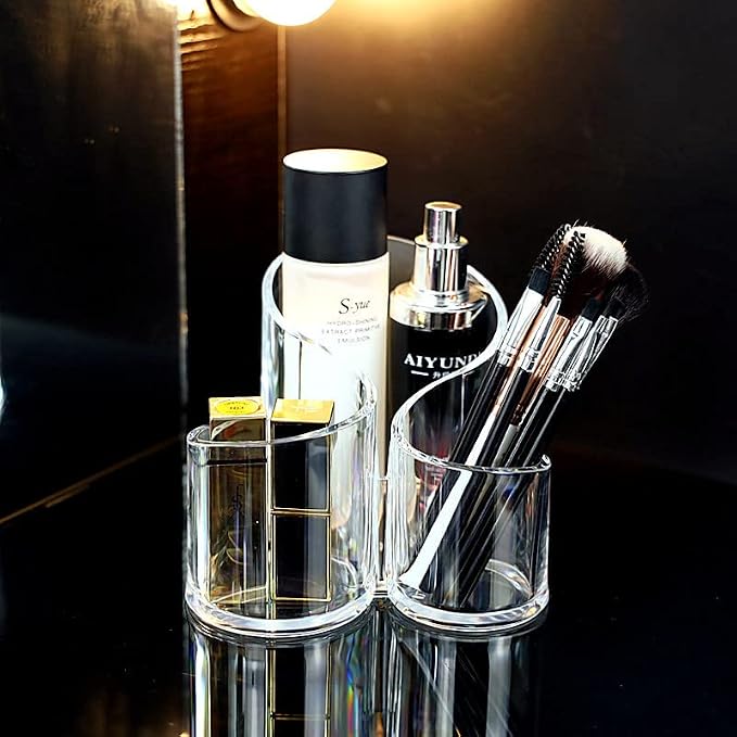 Acrylic Makeup Organizer Cosmetic Storage Display Case Makeup Brush Cotton Ball - Image 4
