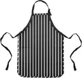 DALIX Apron Commercial Restaurant Home Bib Spun Poly Cotton Kitchen Aprons (2 Pockets) in Pinstripe Black/White