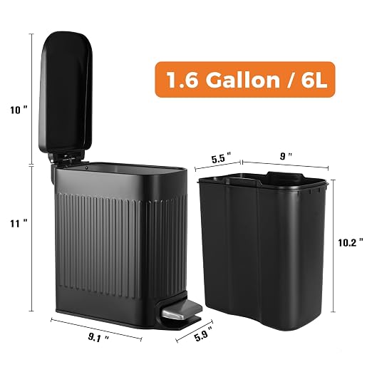 TrashAid Small Black Bathroom Trash Can - Image 8