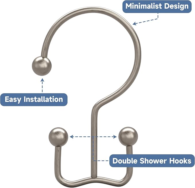 Titanker Shower Curtain Hooks Rings, Rust Resistant Metal Minimalist Simple - Image 6