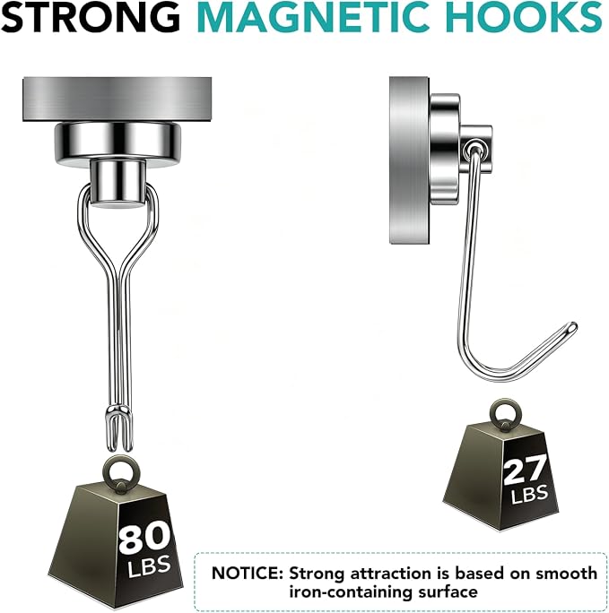 DIYMAG Magnetic Hooks, 80LBS Heavy Duty 16 Pack 2026 Cruise Ship Essentials - Image 5