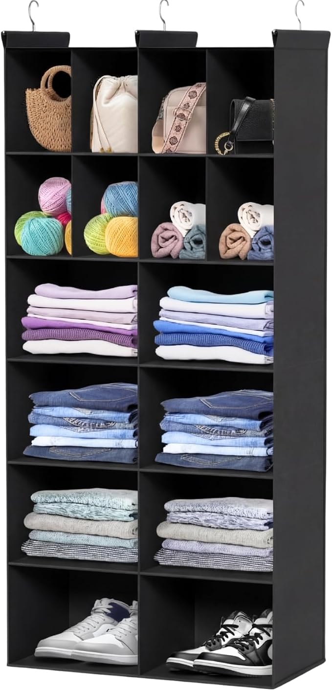 6 Tier Hanging Closet Organizer, 16 Compartments Dual Row Storage, 3 Sturdy by Ofiray-home