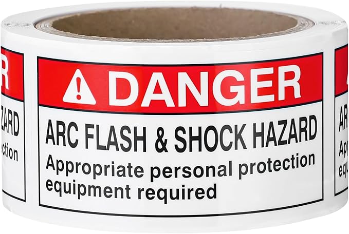 100 PCS DANGER Arc Flash and Shock Hazard Label - 2 x 4 Black & Red Electrical Safety Warning Decal High Performance Polyester Safety Sticker Signs for the Workplace