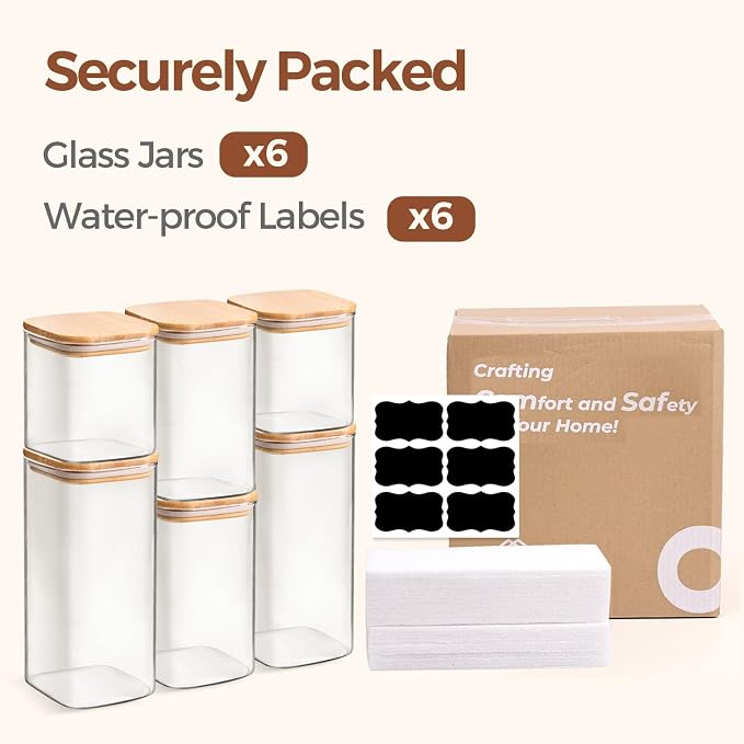 ComSaf Glass Pantry Storage Containers Set of 6 - Image 8
