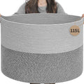 INDRESSME 115L Extra Large Woven Rope Blanket Basket Living Room by INDRESSME