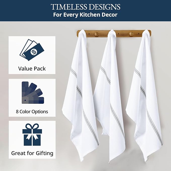 LANE LINEN Dish Towels for Drying Dishes 100% Cotton Absorbent 12 Pack - Image 6