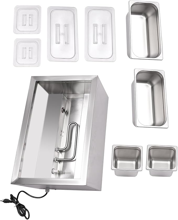 DYNAMI 110V Commercial Buffet Food Warmer,Large Capacity 4 Pan(1.5Gal*2+0.7Gal*2) Stainless Steel Electric Countertop Steam Table with Intelligent Thermostat Design,for Parties Buffet Catering