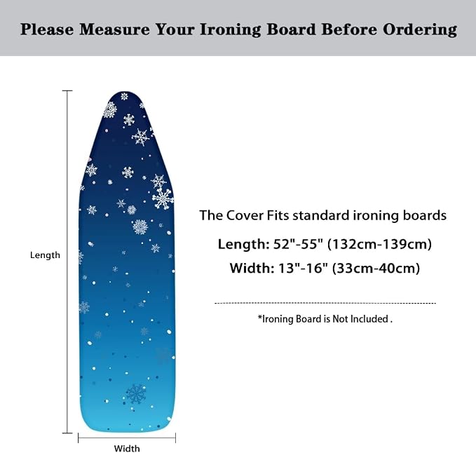 Blue Snowflake Ironing Board Cover Table Top Home Decoration Heavy Duty Padded - Image 6
