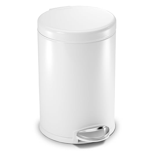 simplehuman Round Step Can, 4.5L / 1.2 Gallon Compact Bathroom Trash Can by Unknown