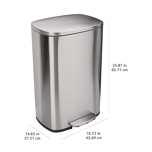 Amazon Basics LARGE Trash Can, 13.2 Gallon, Smudge Resistant Rectangular Bin - Image 3