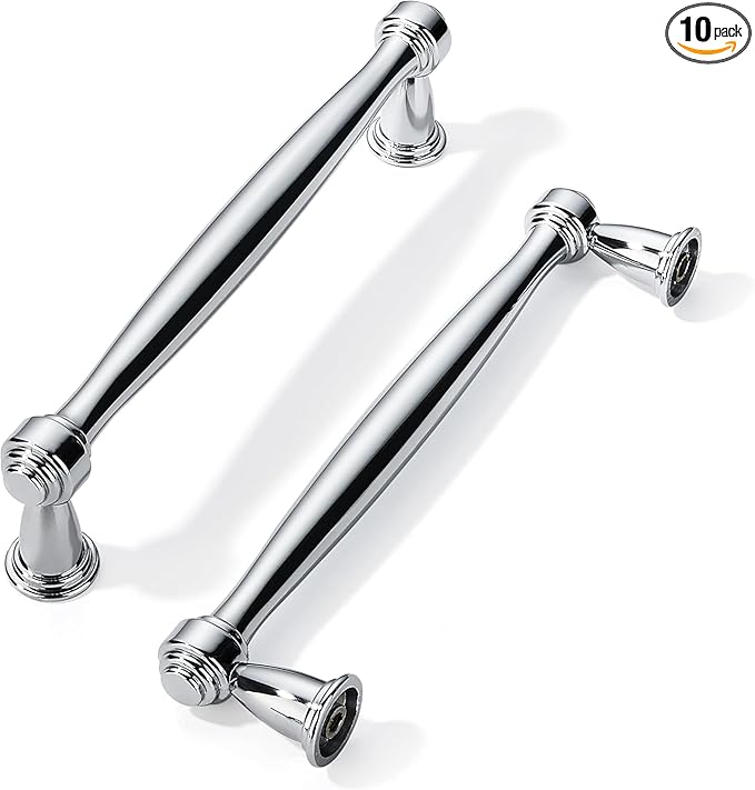 khtumeware 10 Pack 3-1/2 Inch(89mm) Vibrant Polished Chrome Cabinet pulls Kitchen Cabinet Handles Kitchen Cabinet Hardware for Cupboard Drawer Handles Dresser Pulls