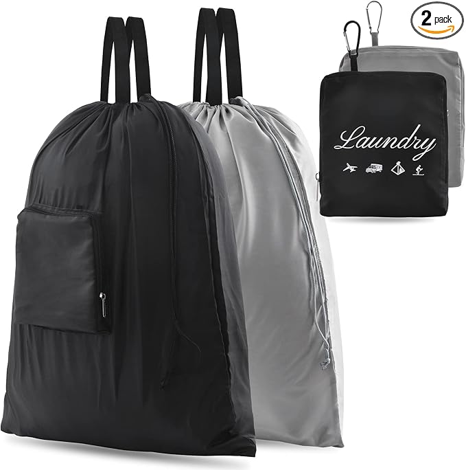2 Pcs JHX Travel Laundry Bags, Dirty Clothes Organizer【Upgraded】with Handles by JHX
