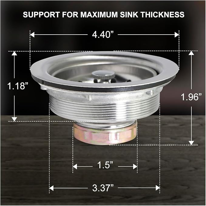 Highcraft 9733-2 Kitchen Sink Stainless Steel Drain Assembly - Image 3