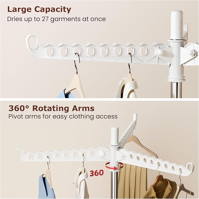 Foldable Clothes Drying Rack, Rotatable Free Standing drying rack, 1 Layer | - Image 4