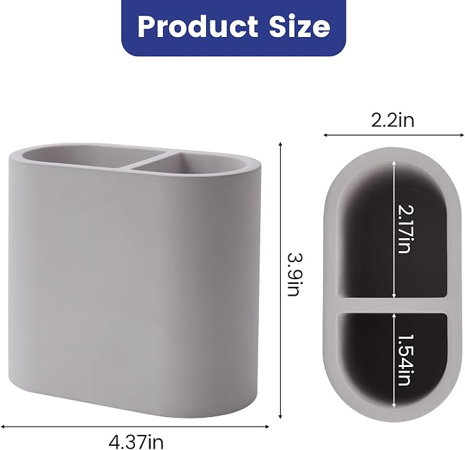 Diatomite Toothbrush Holder for Bathroom Counter, 2-Slot Toothpaste Organizer - Image 2