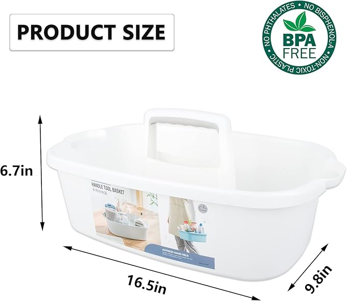 Large Cleaning Supplies Caddy Portable Shower Caddy Basket White 2 Pack - Image 5