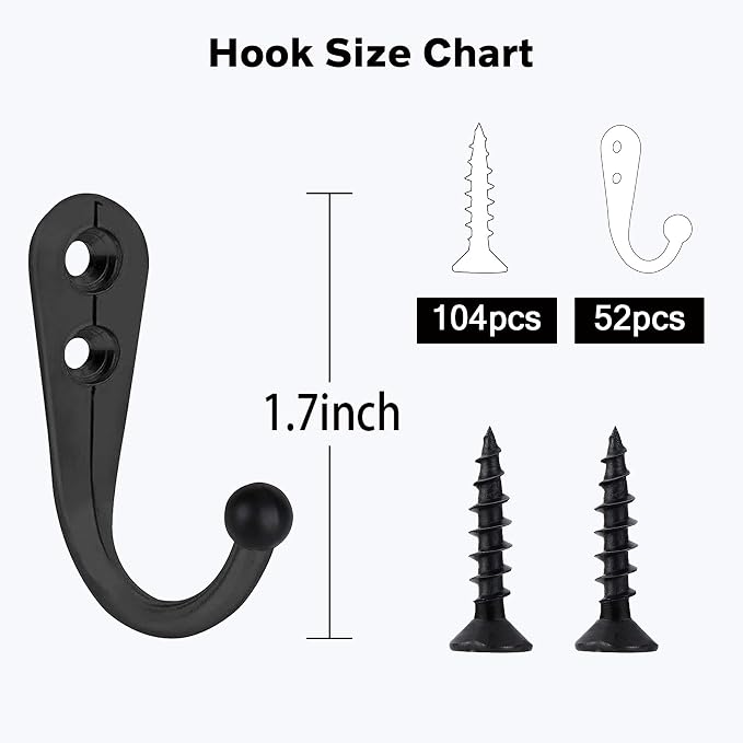 Hajoyful Coat Hooks-52 Pack Farmhouse Hooks - Image 2