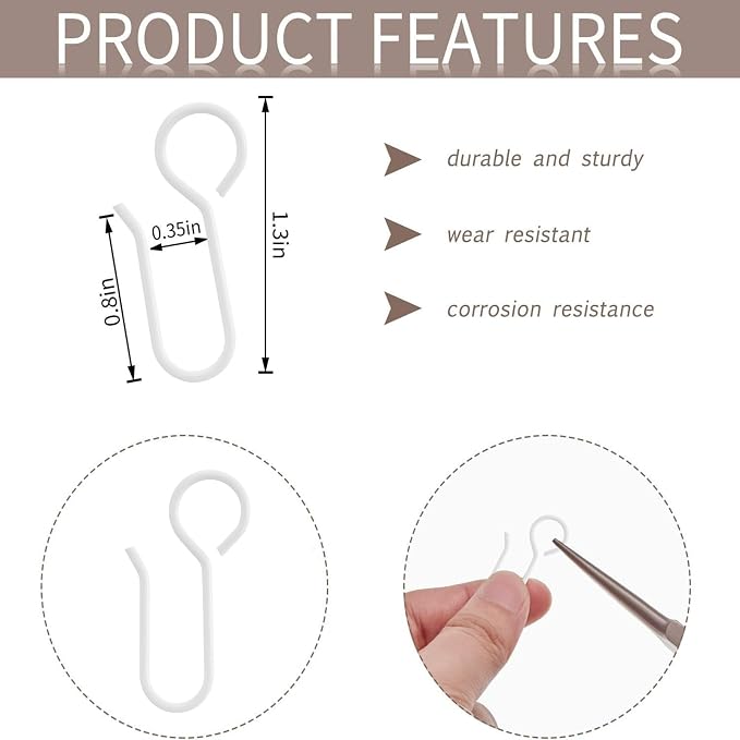 Jetec 60 Pcs Metal Curtain Track Hooks S Shaped - Image 2