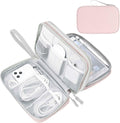 FYY Electronic Organizer, Travel Tech Pouch Bag, Light Pink | Wrist Strap by FYY