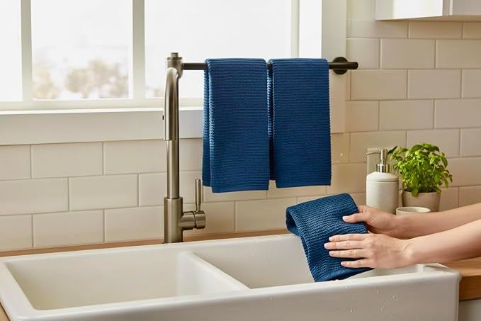 Royal Navy Blue Kitchen Hand Dish Towels, 100% Cotton - Image 4