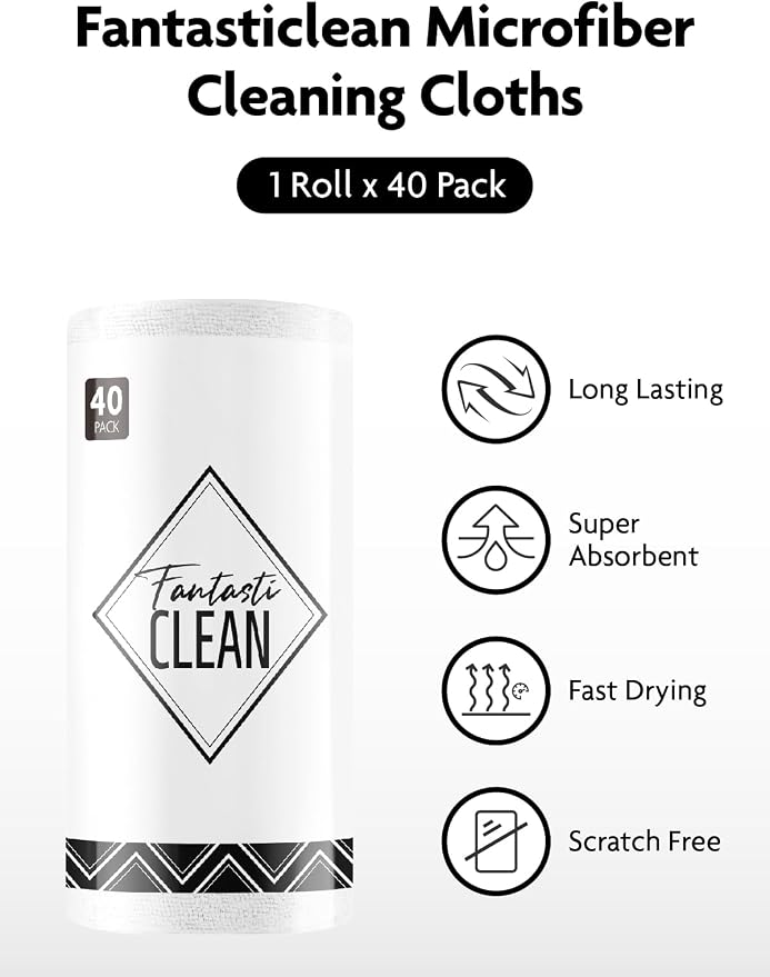 Fantasticlean Microfiber Cleaning Cloth Roll- 40 Sheets, Tear-away Microfiber - Image 4