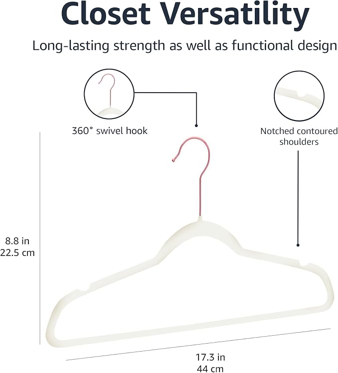Amazon Basics Slim Velvet Non-Slip Space Saving Suit Clothes Hangers, Closet - Image 5