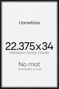 Homeforia 22.375x34 Black Wood Puzzle Frame, High End Oak 22.375 x 34 Frames without Mat, Wooden 34x22.375 Hanging Picture Frames for Wall, 22.375by34 Poster Frames, Tempered Glass, Wall Kit, Set of 1