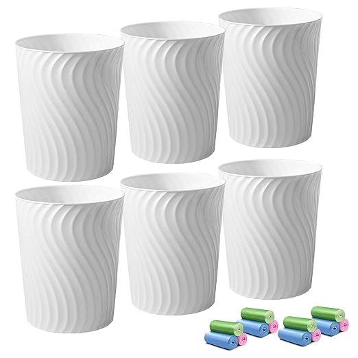 YGJT Small Trash Can, 6 Pack 1.8 Gallons Bathroom Trash Can by YGJT