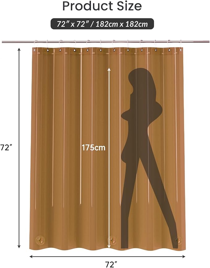 AmazerBath Premium EVA Shower Curtain Amber, Luxury Shower Curtain Clear Brown - Image 8