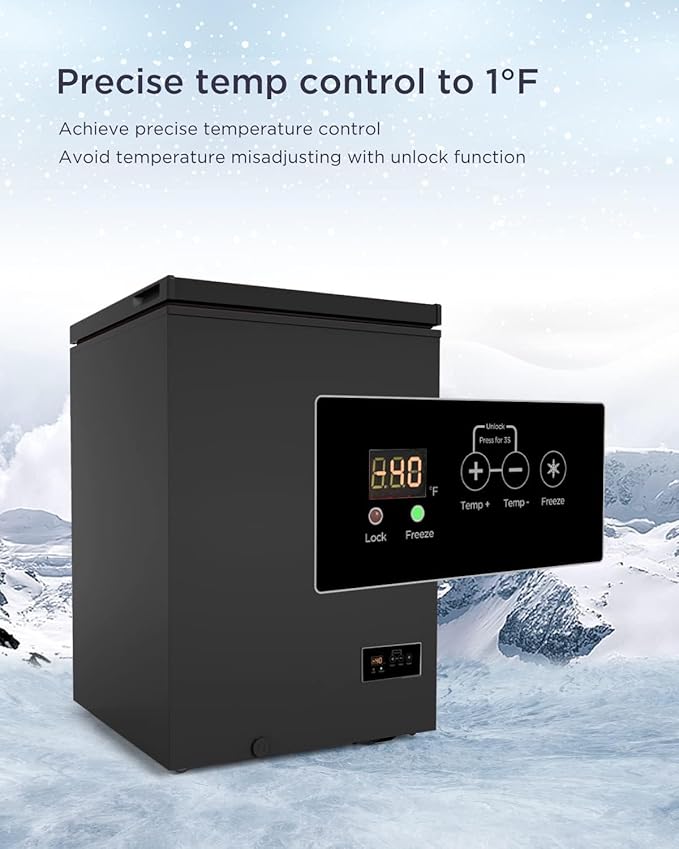 Northair Low temperature Chest Freezer - 3.5 Cu Ft with 2 Removable Baskets - Reach In Freezer Chest - 14℉ to -40℉ (ProBlack)