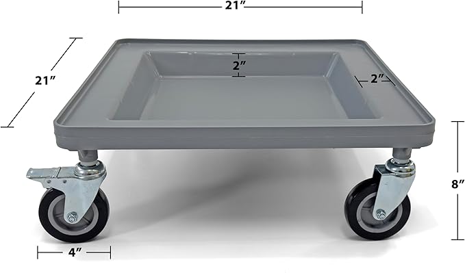 Glass Rack Dolly, Light Gray, 4-Inch Wheels with 2 Locks, 250 lbs Capacity, Mobile Dish Rack Transport Cart