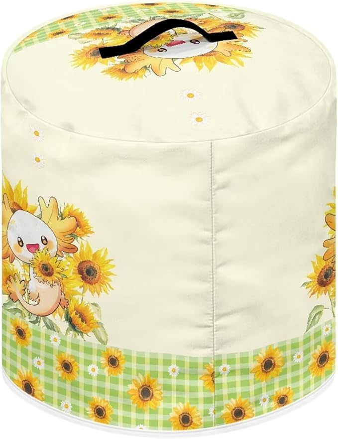Xoenoiee Axolotl Daisy Sunflower Pattern Kitchen Appliance Dust Covers with Pockets, Electric Pressure Cooker Cover for 6qt Compatible with Crock Pot, Rice Cooker Cover, Medium