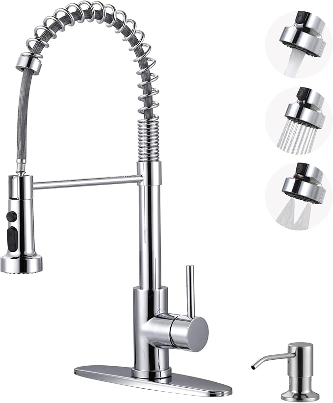 Chrome Kitchen Faucet with Soap Dispenser: Stainless Steel Kitchen Faucet with by ARCORA