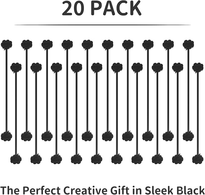 SOOOEC Magnetic Cable Ties 20 Pack, Cute Cloud 7.2" Silicone All Black | Strong - Image 6