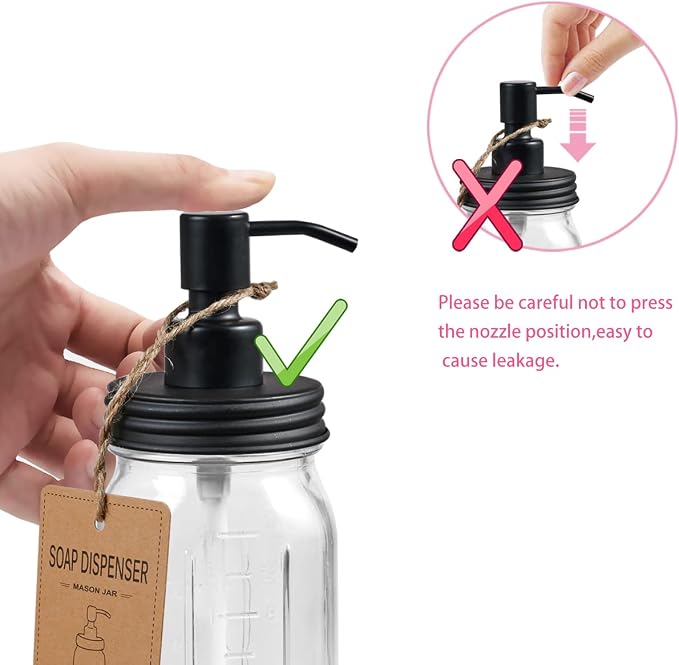 Amolliar Mason Jar Liquid Soap Dispenser, Lotion Dispenser | Rustproof - Image 6